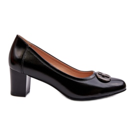 Vinceza Escarpins noirs à talons bas Aeliris avec décoration le noir