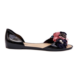 Ballerines Femme En Caoutchouc À Fleurs Noir Junikla