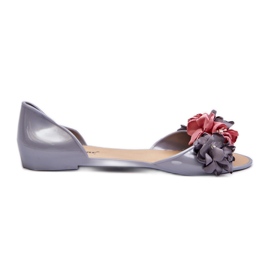 Ballerines Femme En Caoutchouc À Fleurs Gris Junikla