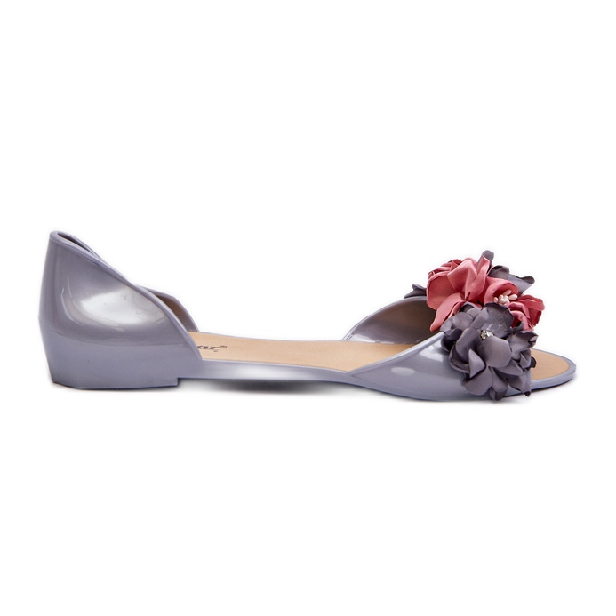 Ballerines Femme En Caoutchouc À Fleurs Gris Junikla