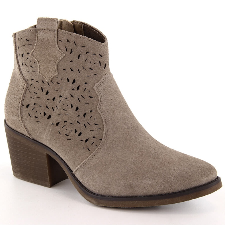 Santiags femme cuir ajouré beige S.Barski