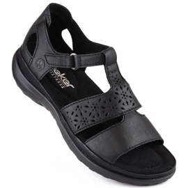 Sandales en cuir confortables Rieker W RKR668 noir