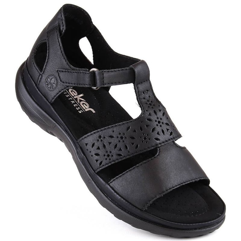 Sandales en cuir confortables Rieker W RKR668 noir le noir