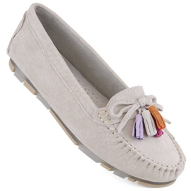 Filippo W PAW506A Mocassins en cuir suédé beige à franges