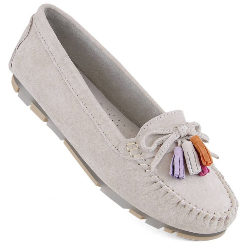 Filippo W PAW506A Mocassins en cuir suédé beige à franges