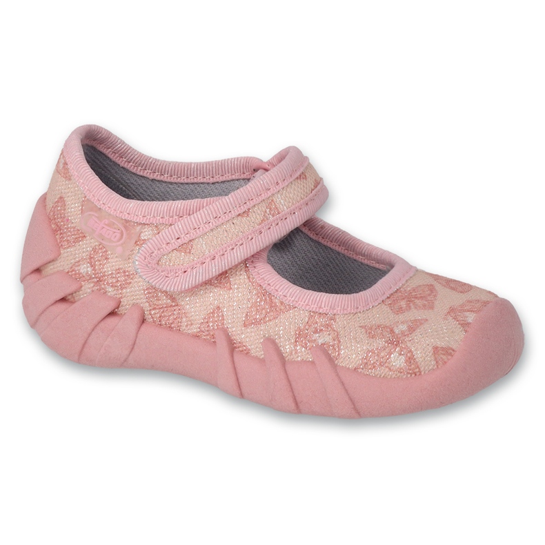 Chaussons enfant Befado avec velcro 109N263, rose avec papillons Chaussons enfant Befado avec velcro 109N263, rose avec papillons