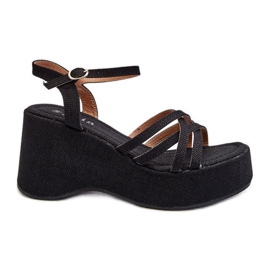 Sandales compensées et plateforme Oporia noires