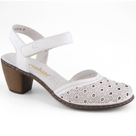 Sandales en cuir confortables Rieker W RKR650 blanc blanche