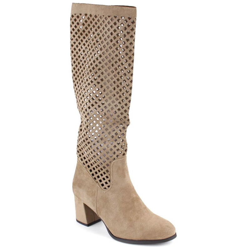 Jezzi W JEZ424 bottes ajourées en daim beige