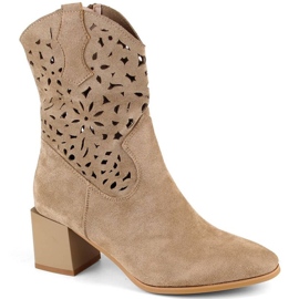 Jezzi W JEZ425A bottines ajourées en daim, beige