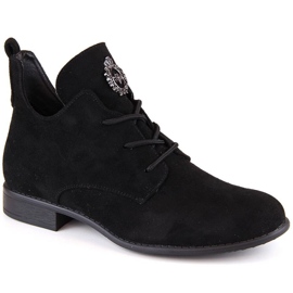 Bottines à talons bas en daim Jezzi W JEZ426A, noir