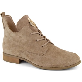 Bottines à talons bas en daim Jezzi W JEZ426B, beige