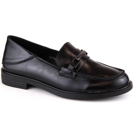 Vinceza W JAN280 chaussures à talons bas en cuir noir le noir