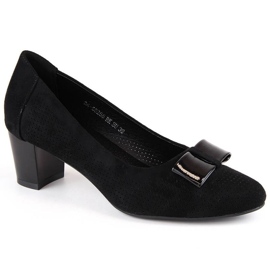 Chaussures à talons ajourées en daim Vinceza W JAN285, noir le noir