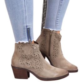 Santiags en cuir ajouré S.Barski W OLI32C, beige