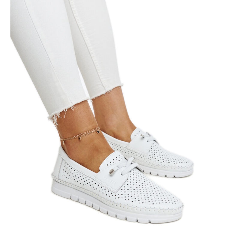 Chaussures ajourées en cuir blanc Vinceza blanche