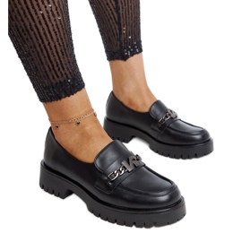 Mocassins noirs avec empiècement en cuir par Vinceza