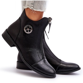 Jezzi Bottines Plates Avec Fermeture Éclair Pour Femme Noir Loratie