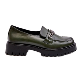 Vinceza Mocassins femme en cuir avec décoration, vert foncé, Loraleima Vinceza Mocassins femme en cuir avec décoration, vert foncé, Loraleima