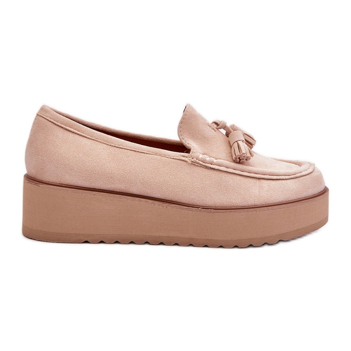 Mocassins Plateforme Avec Franges Femme, Beige Clair Mialani