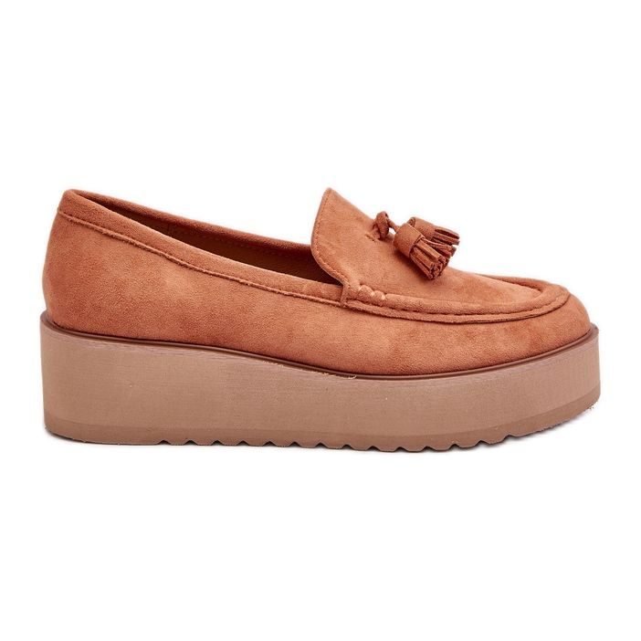 Mocassins plateforme à franges pour femme, orange Mialani