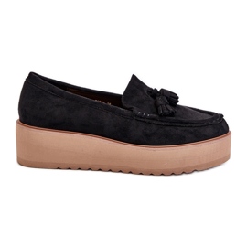 Mocassins Pour Femmes Sur Plateforme Avec Franges, Noir Mialani