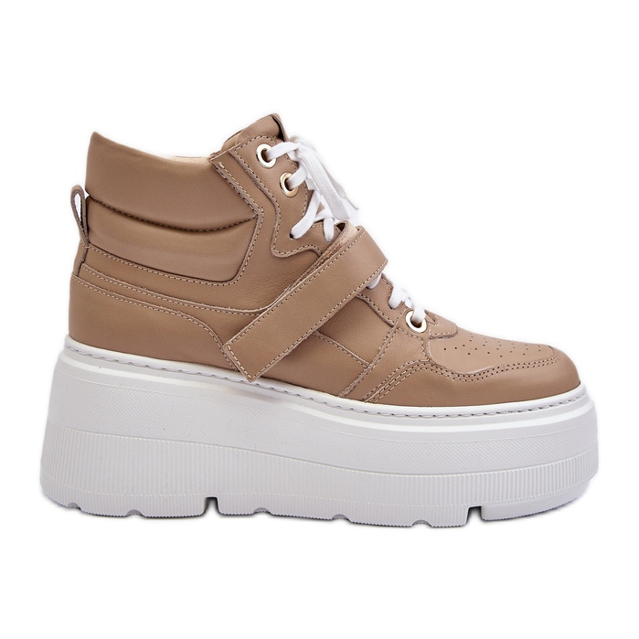 Zazoo 3450 Baskets en cuir pour femme Beige