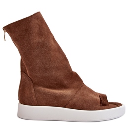 Zazoo 3441 Sandales en daim pour femmes avec tige marron brun