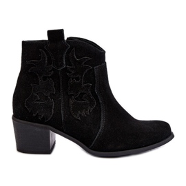 Zazoo 3426 Bottes de cowboy en daim pour femme Noir
