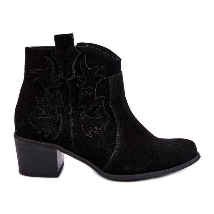 Zazoo 3426 Bottes de cowboy en daim pour femme Noir le noir