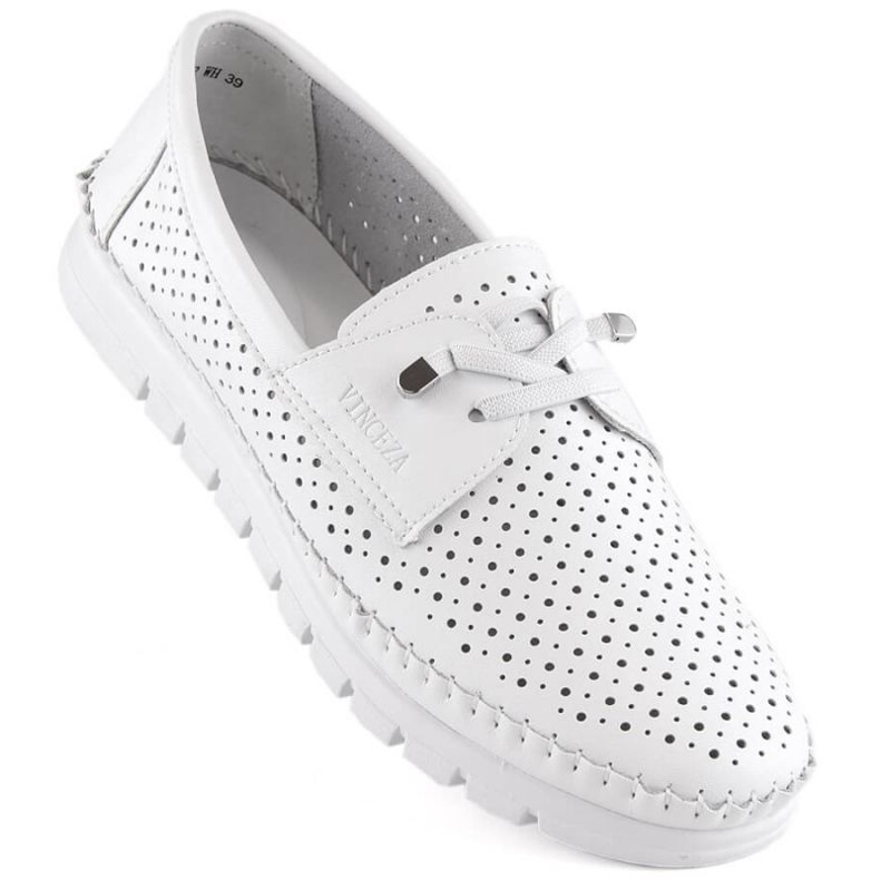 Vinceza W JAN273B chaussures ajourées en cuir blanc blanche