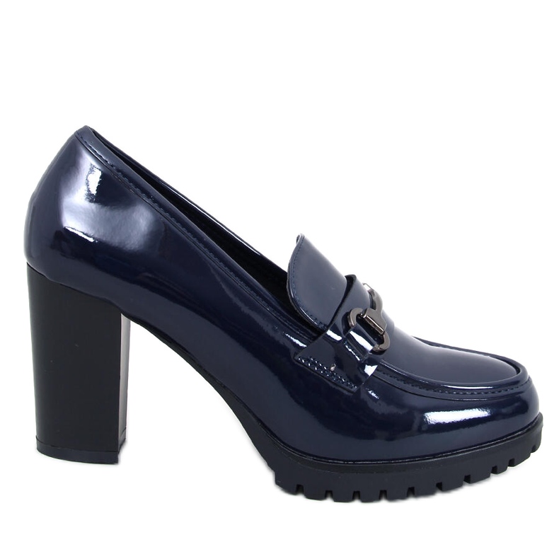 Mocassins à talon vernis bleu foncé Hyett