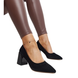Escarpins à talons hauts en cuir noir de Vinceza le noir