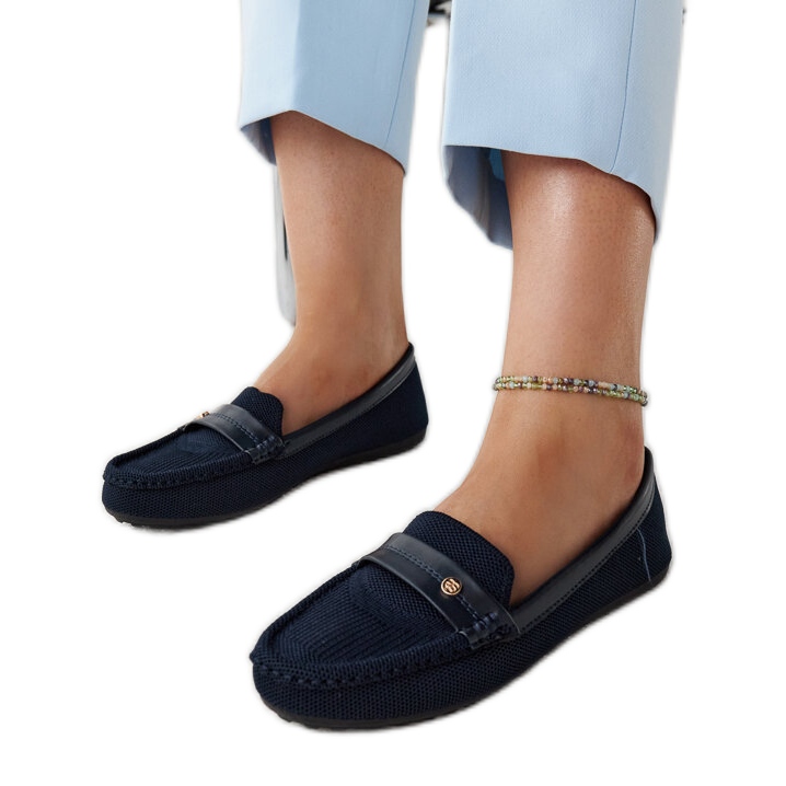 Mocassins en tissu bleu marine de Fombio