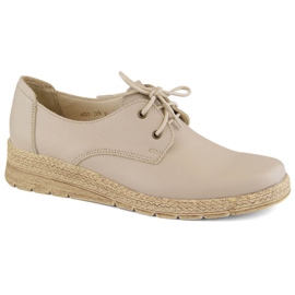 Chaussures compensées confortables en cuir pour femme, beige Helios 401.10