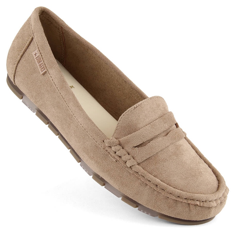 Mocassins confortables pour femmes en daim beige Big Star NN274930