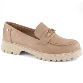 Chaussures femme en daim, mocassins beiges Potocki YQ21047