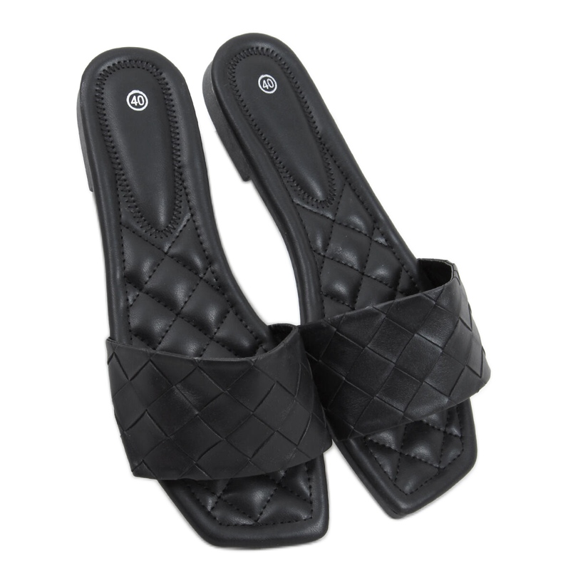 Chaussons à semelle carrée Sahar Black le noir