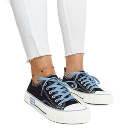 Baskets noires à lacets colorés Jadranka le noir Baskets noires à lacets colorés Jadranka le noir