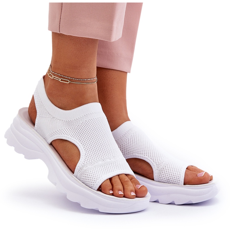 Sandales de sport à semelle épaisse pour femme, blanc Deinaleia blanche