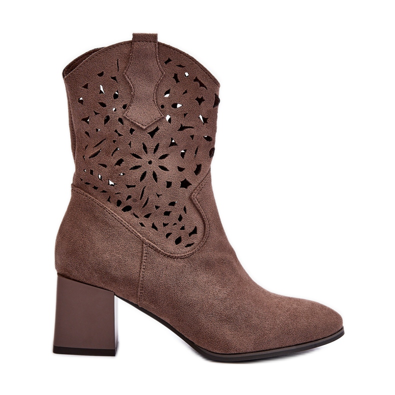 Jezzi Bottines En Daim Avec Dessus Ajouré Sur Bloc, Marron Irvelame brun