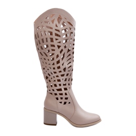 Bottines à Talons Ajourées Beiges Pinkema