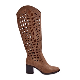 Bottines à Talons Ajourées Marron Pinkema brun