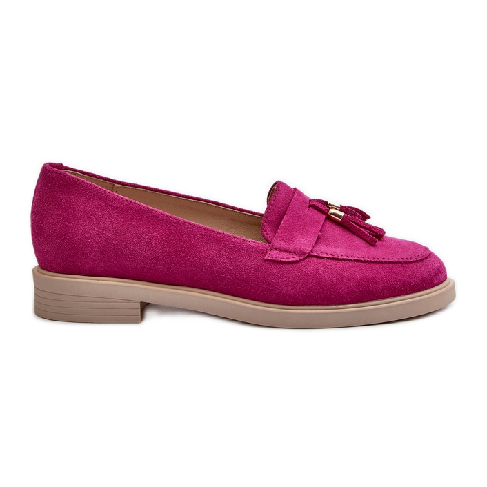 Zazoo 3420 Mocassins en daim pour femme à talon plat Fuskja rose