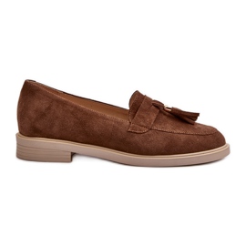 Zazoo 3420 Mocassins en daim à talons plats pour femme, marron brun