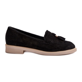 Zazoo 3420 Mocassins en daim à talons plats pour femme, noir le noir