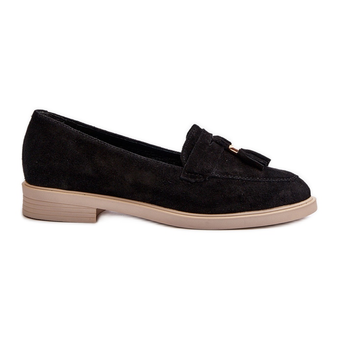 Zazoo 3420 Mocassins en daim à talons plats pour femme, noir le noir
