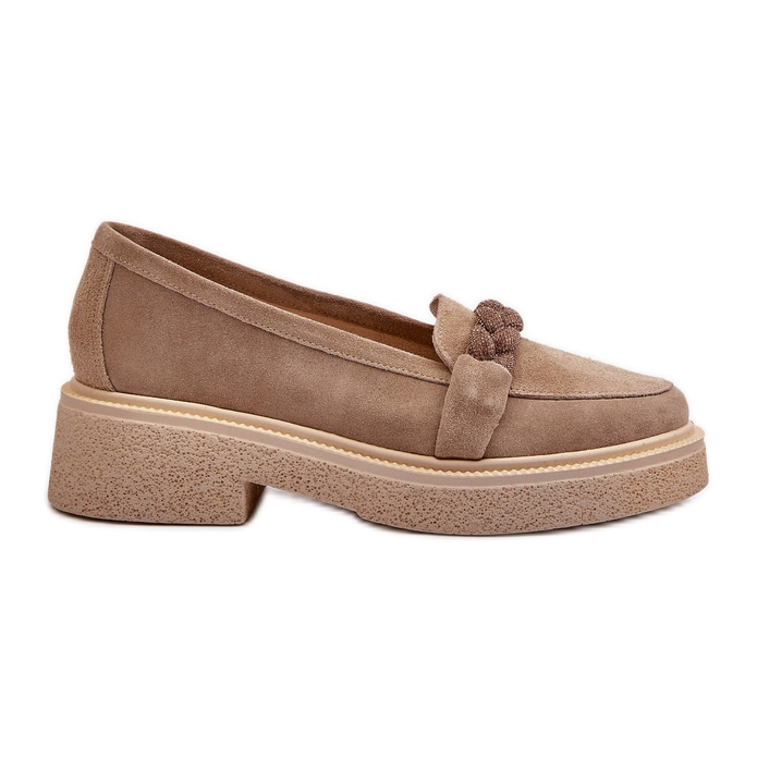 Zazoo 3429/W Mocassins en daim pour femme avec décoration, beige Zazoo 3429/W Mocassins en daim pour femme avec décoration, beige