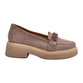 Zazoo 3429/W Mocassins en daim pour femme avec décoration cappuccino beige Zazoo 3429/W Mocassins en daim pour femme avec décoration cappuccino beige