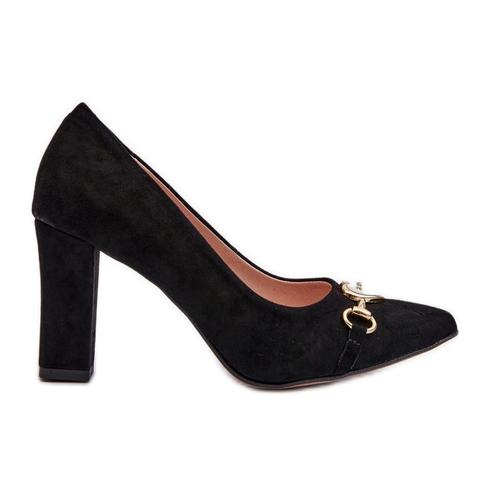 Zazoo 2453/OS Escarpins en daim sur un talon avec un cœur, noir le noir